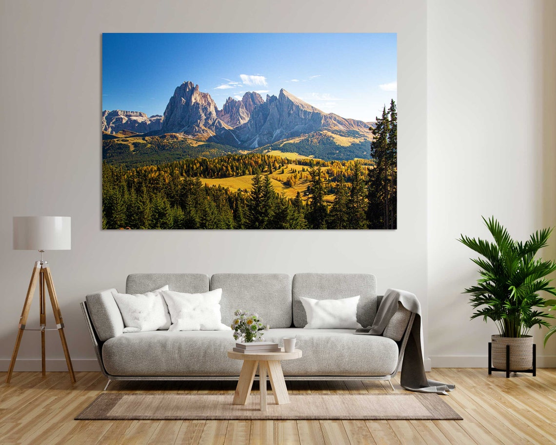 Dolomite Alps Italy Jagged Peaks Autumn Valley Mountain View Poster