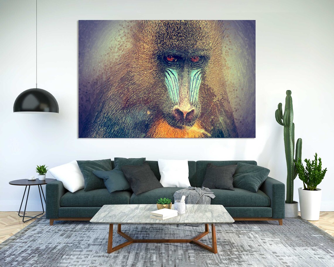 Mandrill Portrait Close Up Wild Primate Colorful Face Wildlife Poster - Image 2