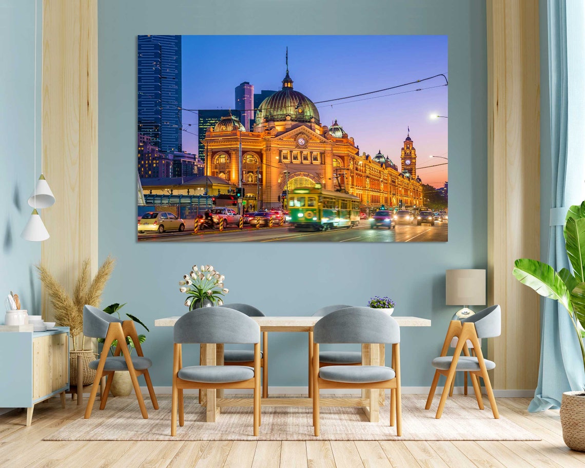 Melbourne Flinders Street Station Dusk Tram Cityscape Travel Poster - Image 3