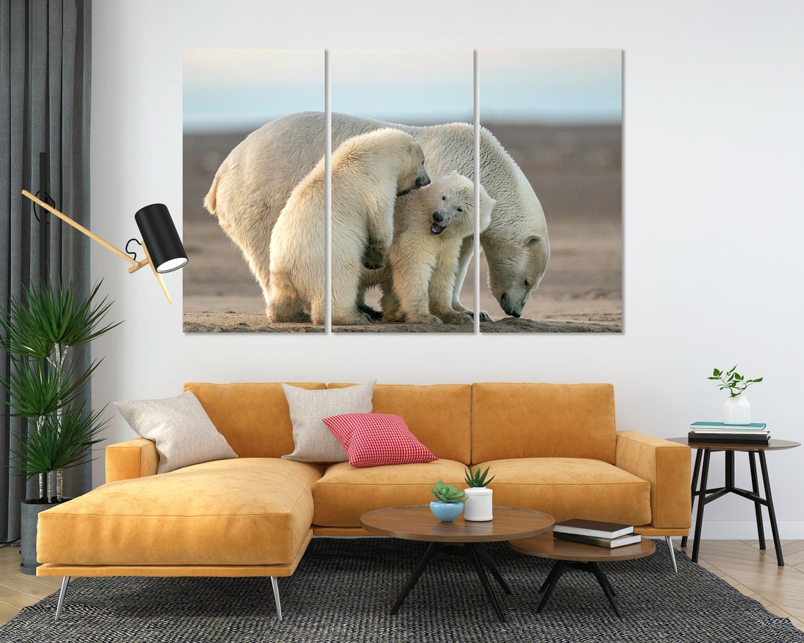 Polar Bear Mother With Two Cubs Arctic Tundra Family Wildlife Poster - Image 5