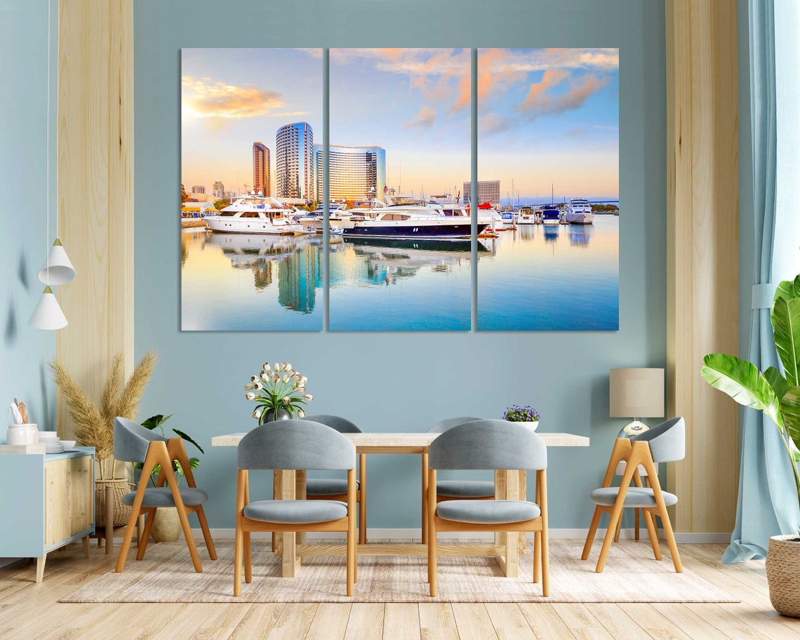 San Diego California Marina Sunset with Yachts and Waterfront Poster - Image 8