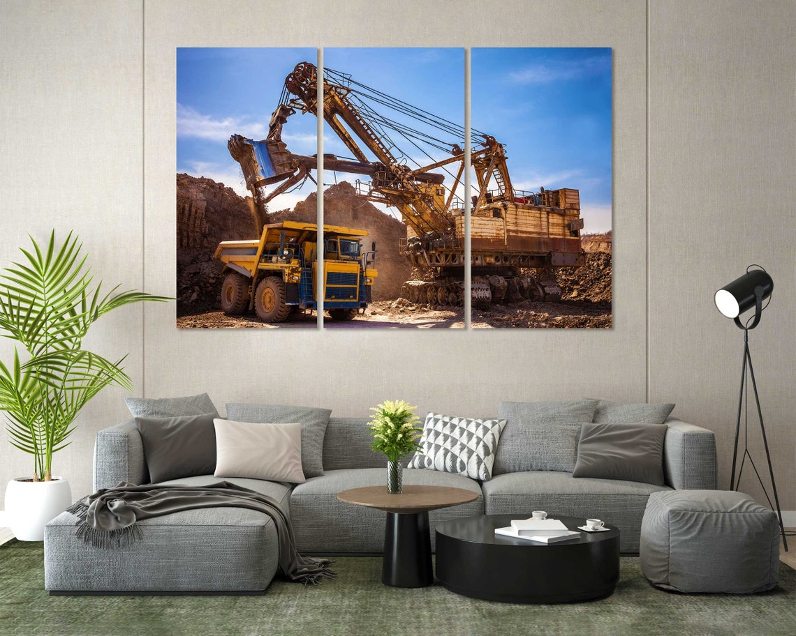 Giant Mining Excavator Loading Dump Truck Open Pit Five Panel Poster - Image 7