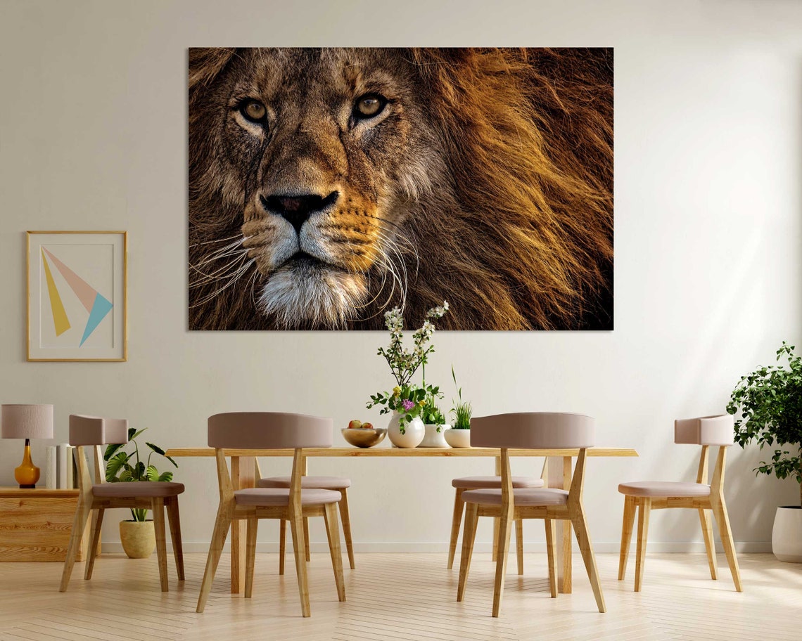 Portrait Of Lion Contemporary Art For Living Room Lion Art Print King Animals Picture For Wall Safari Animals Art For Wall Lion Photo - Image 6