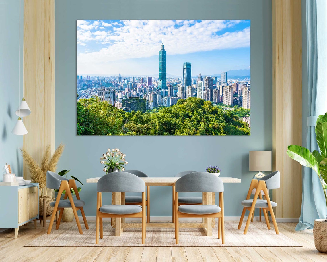 Taipei Cityscape Wall Art Sunny Taipei Print On Taiwan Travel Wall Art Architecture Of City Taipei Photo Print On - Image 3