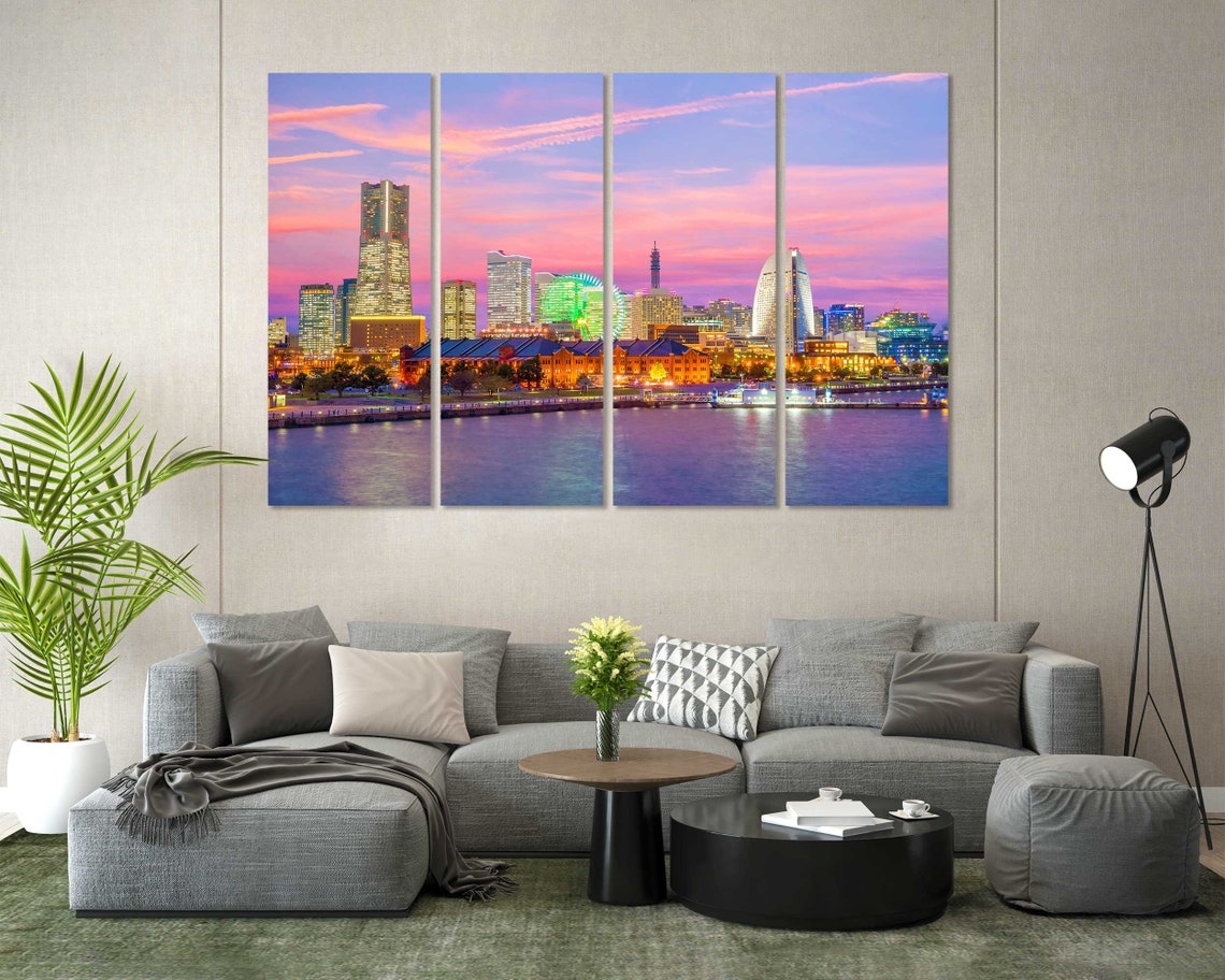 Yokohama City Skyline At Sunset Print Sets Yokohama City In Japan Picture For Wall Japan Cityscape Art For Decor Japan Print Art - Image 7