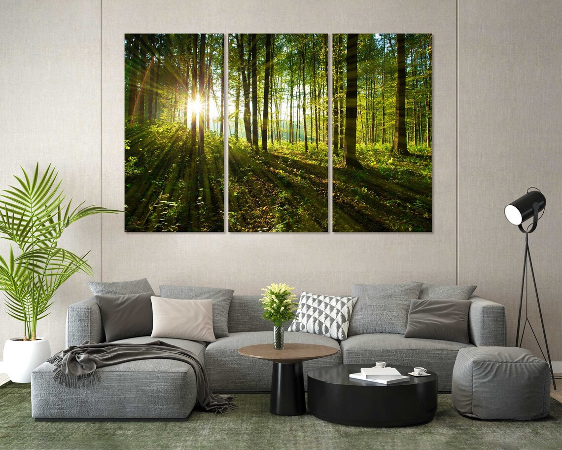 Forest Trees At Sunlight Large Decor For Wall Sunny Forest Popular Art For Gift Forest Photo Print Green Trees Artwork On - Image 6