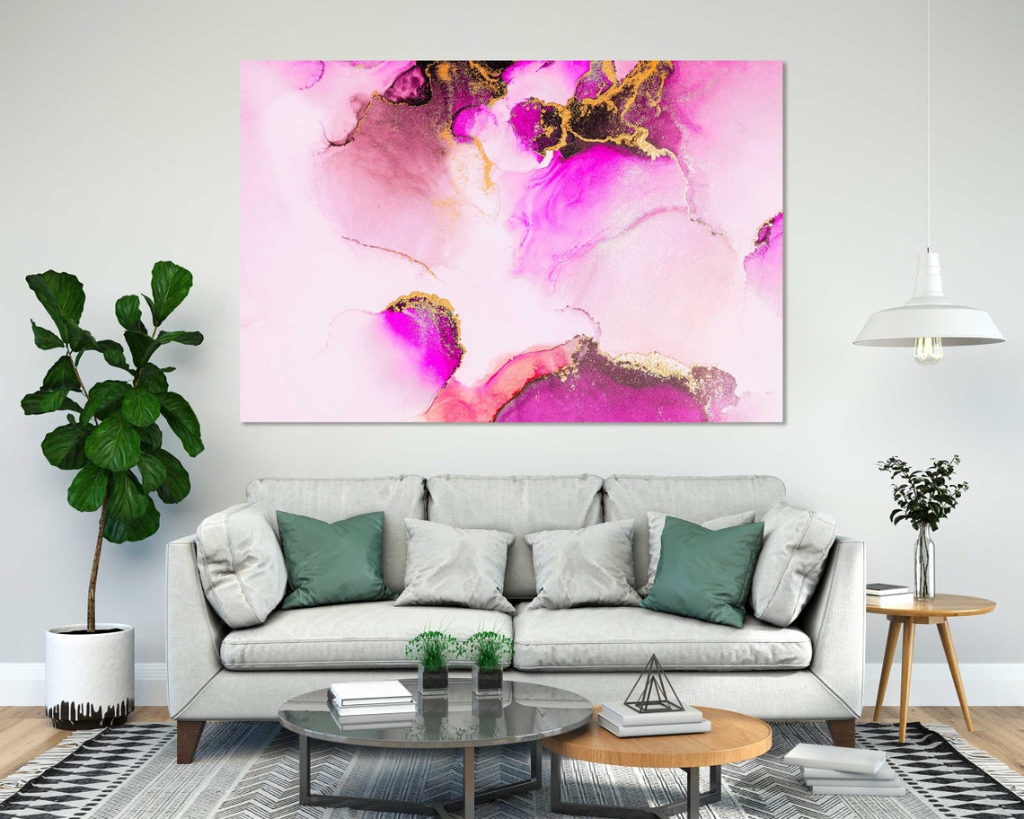 Pink Magenta Gold Alcohol Ink Abstract Marble Swirls Wall Art Print - Image 8