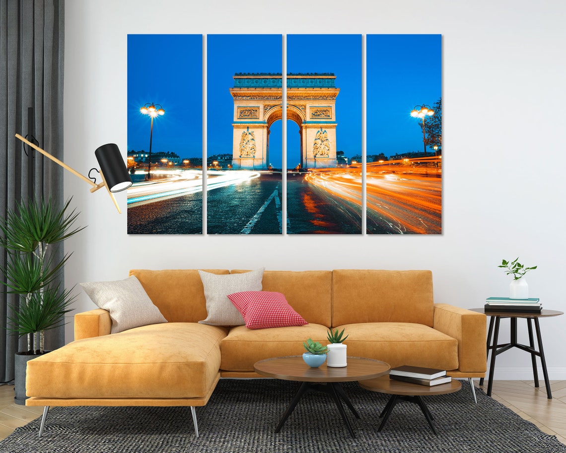Arc De Triomphe Paris France At Night With Light Trails Poster - Image 4