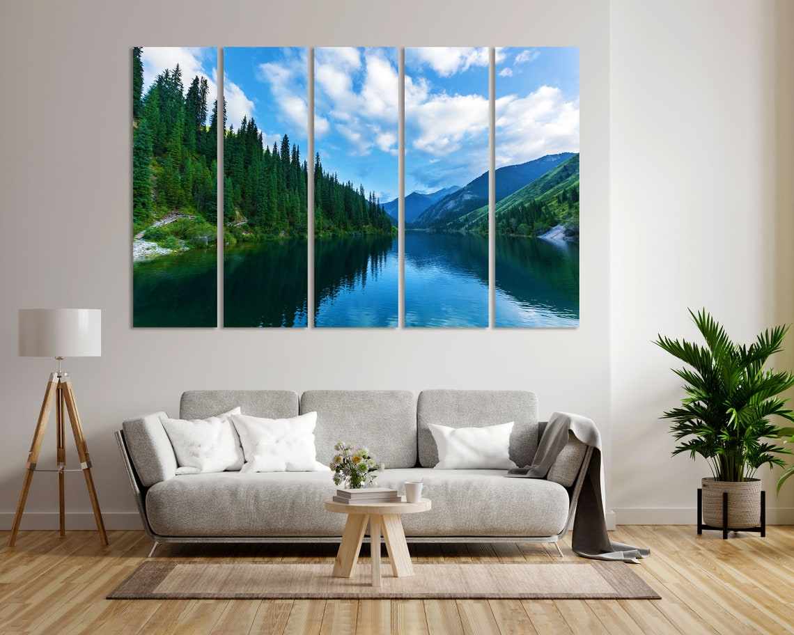 Kolsai Mountain Lake Pine Forest Reflection Kazakhstan Nature Poster - Image 7