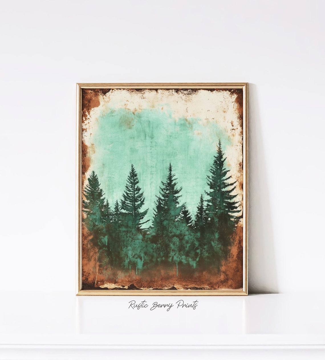 Pine Trees Art Print Wall Art Wall Decor Rustic Vintage Print Art