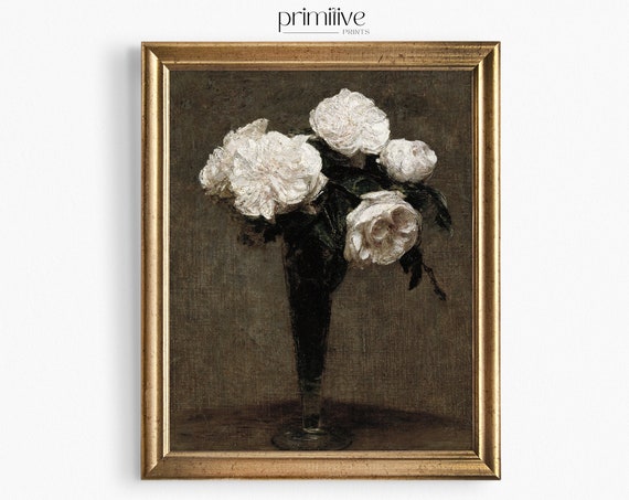 Moody Floral Print, Vintage Dark Academia Flowers