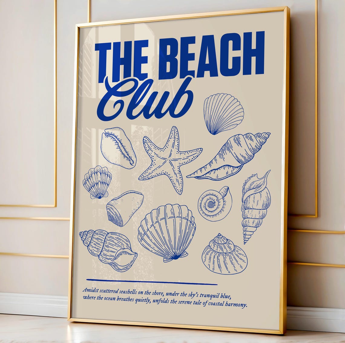The Beach Club Blue Seashell Collage Poster for Coastal Home Decor - Image 3