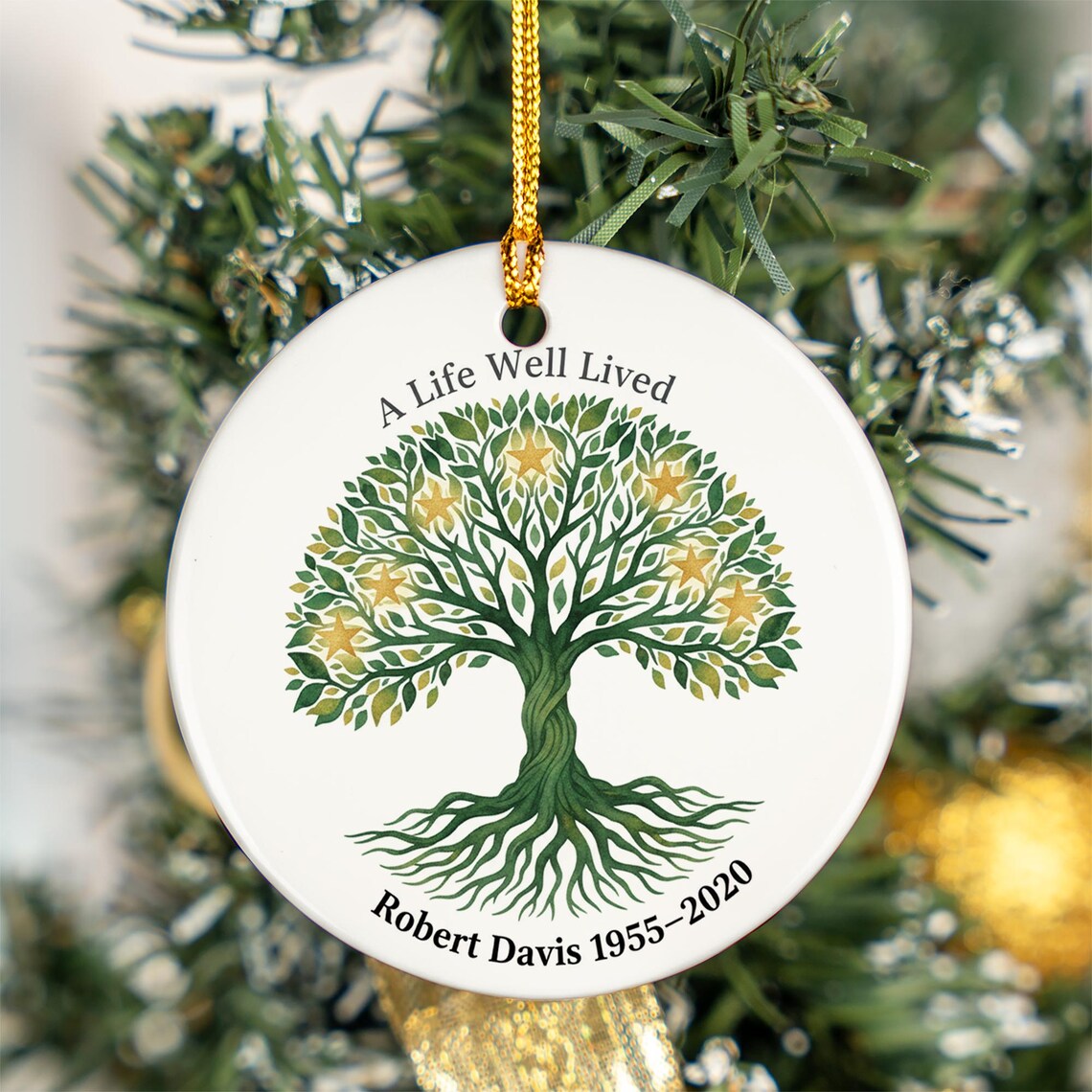 Tree of Life Memorial Ornament A Life Well Lived Sympathy Keepsake Print