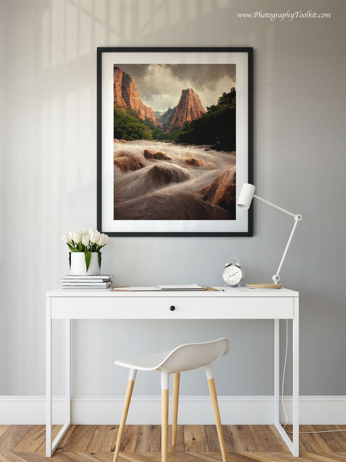 Zion Canyon River Rapids Wall Art Rushing Water Red Rock Cliffs View - Image 2