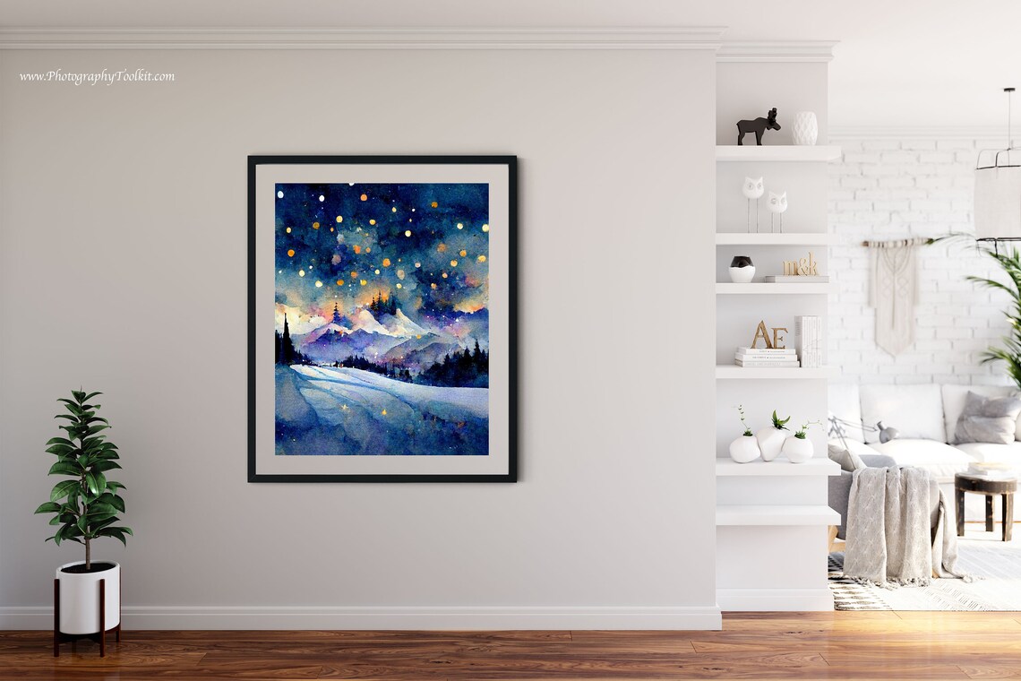 Ice Skating Landscape Art Print, Winter Forest - Image 4