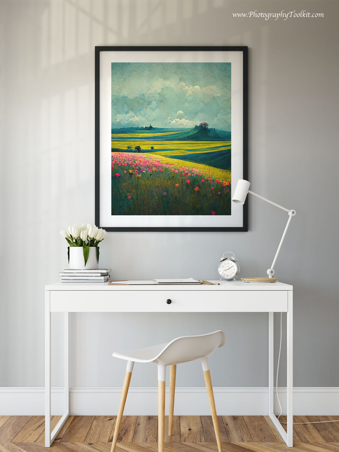 Spring Meadow Painting, Vintage Landscape Print - Image 2
