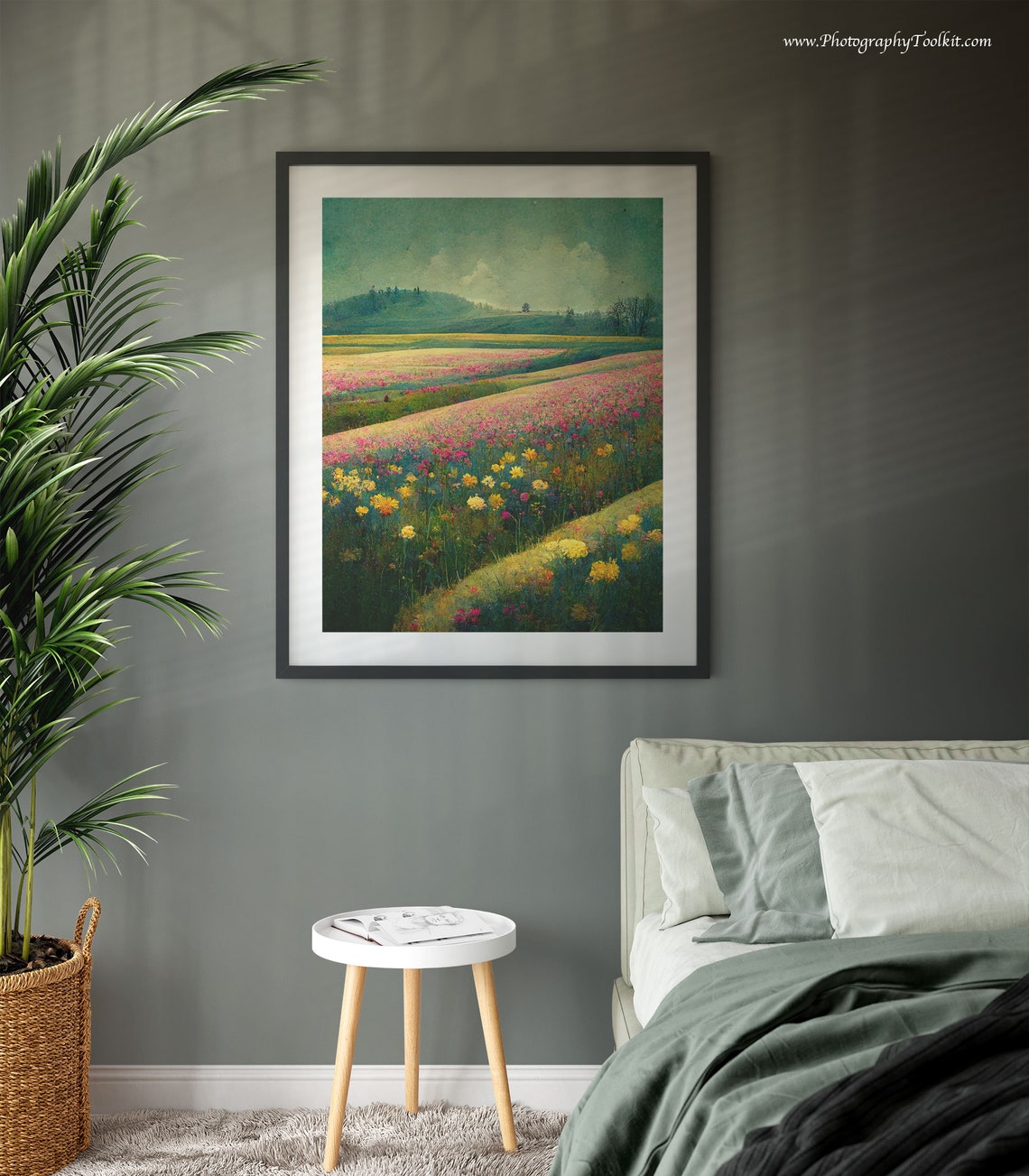 Pink and Yellow Wildflower Fields Stretching to the Horizon Poster - Image 3