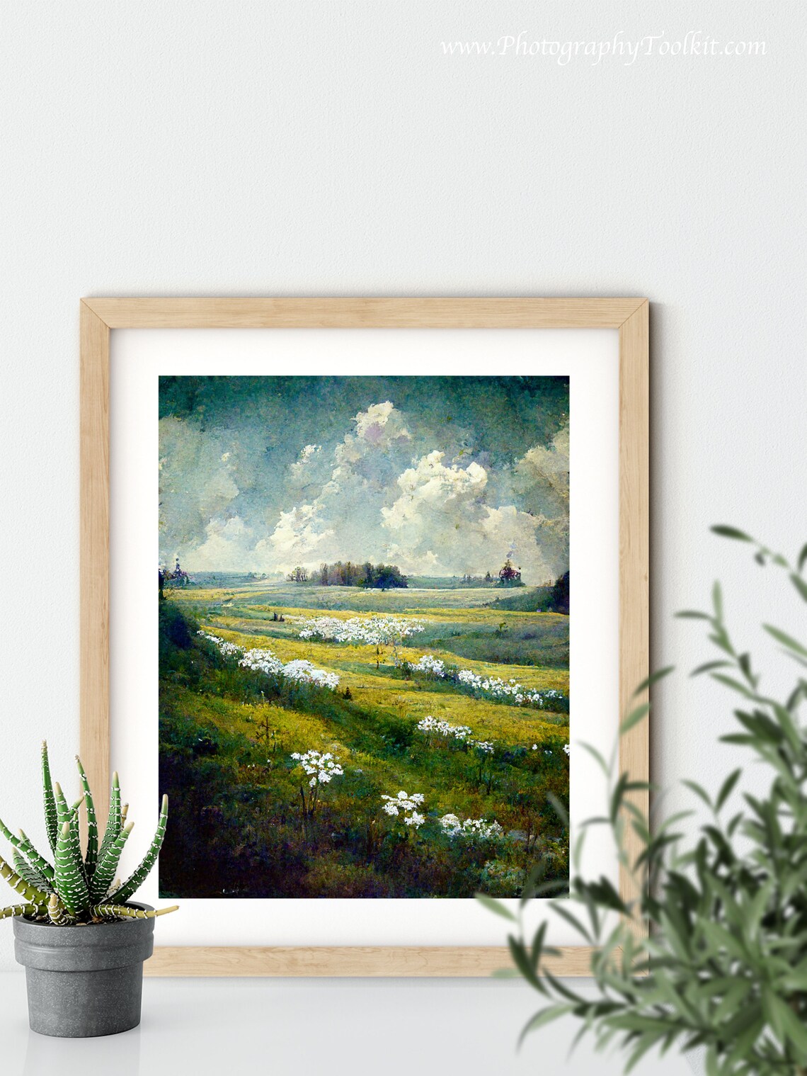 Spring Meadow Landscape Print, Vintage Country Field - Image 5