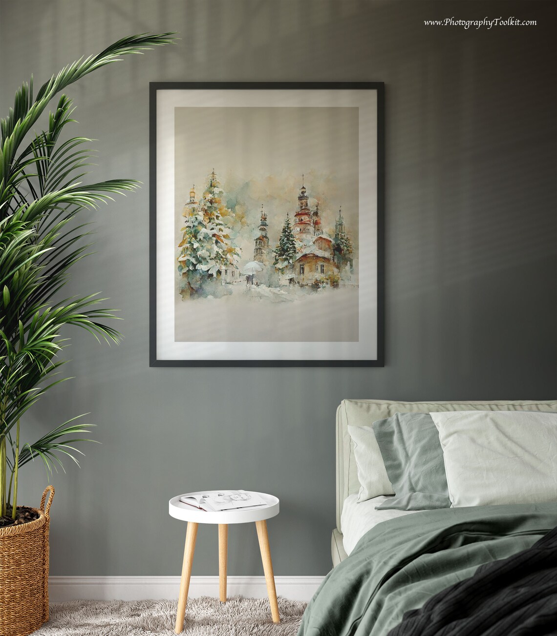 Winter Landscape Watercolor Forest Rustic Art Print - Image 3