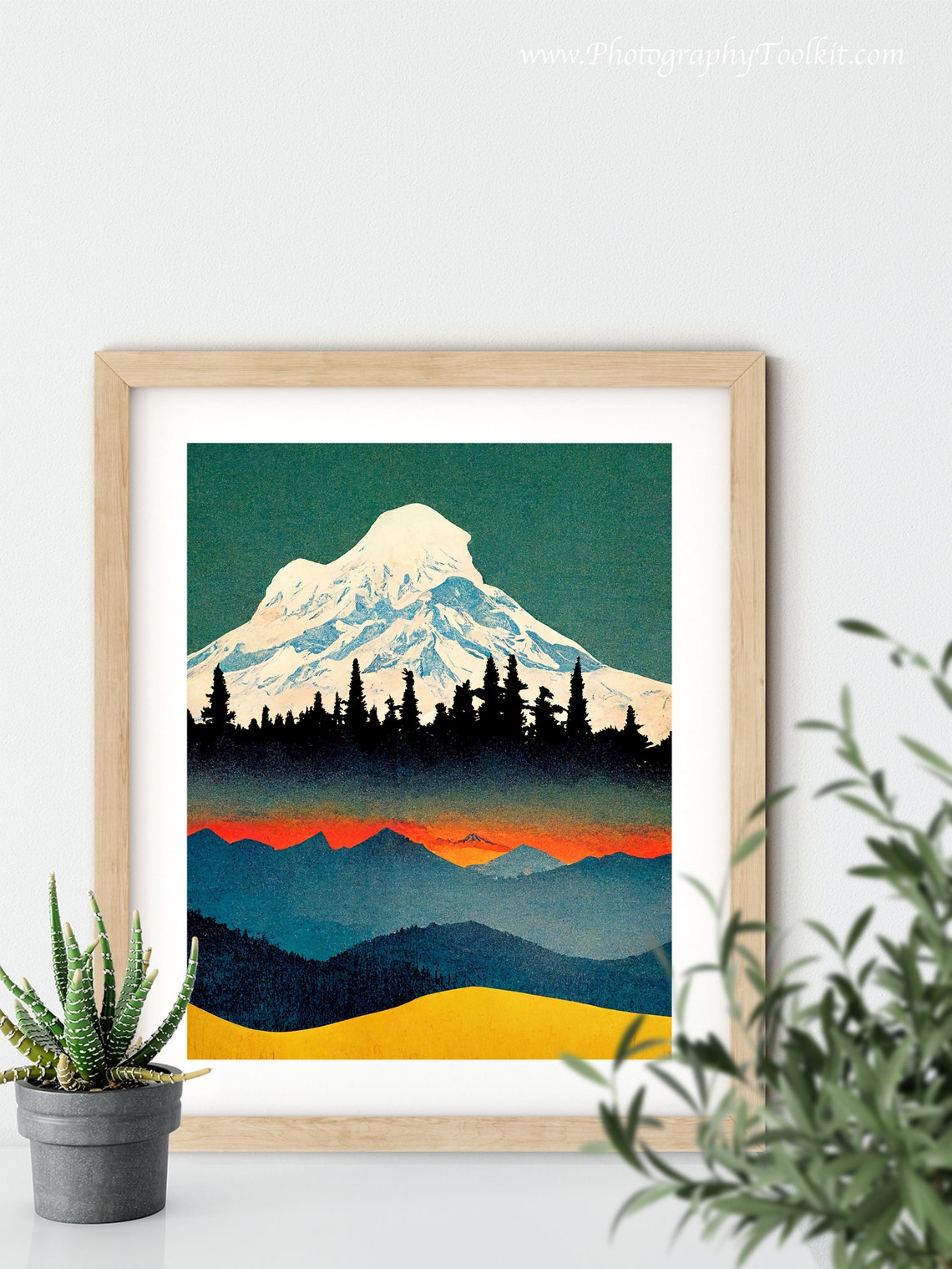 Mount Rainier Washington Retro Sunset Pines National Park Poster - Image 5