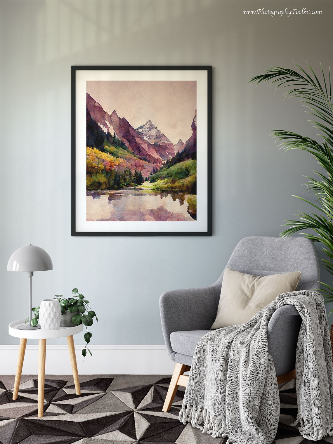 Maroon Bells Aspen Lake Mirror Reflection Scenic Watercolor Poster - Image 6