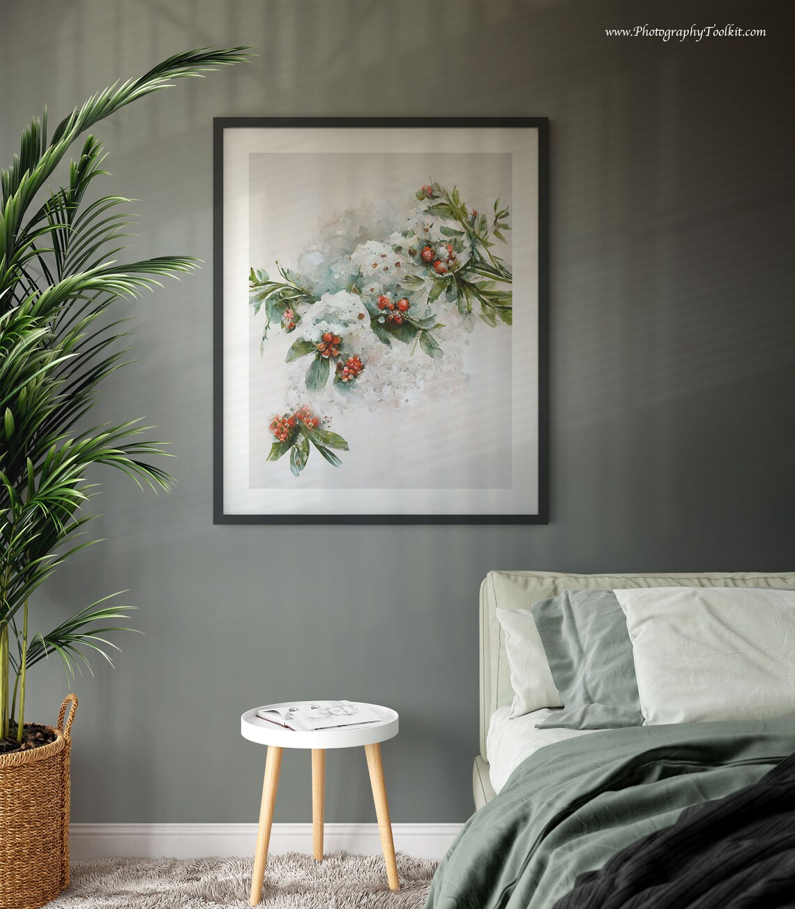 Winter Berry Print, Christmas Holiday Wall Art - Image 3