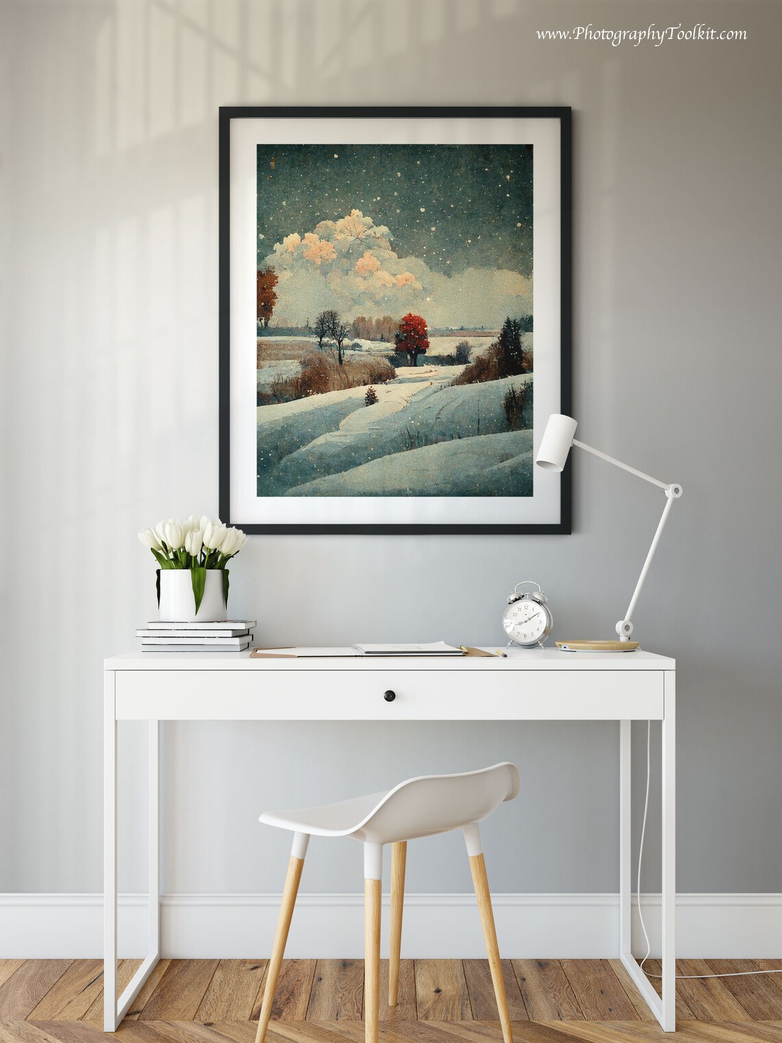 Winter Landscape Watercolor Forest Art Print - Image 2