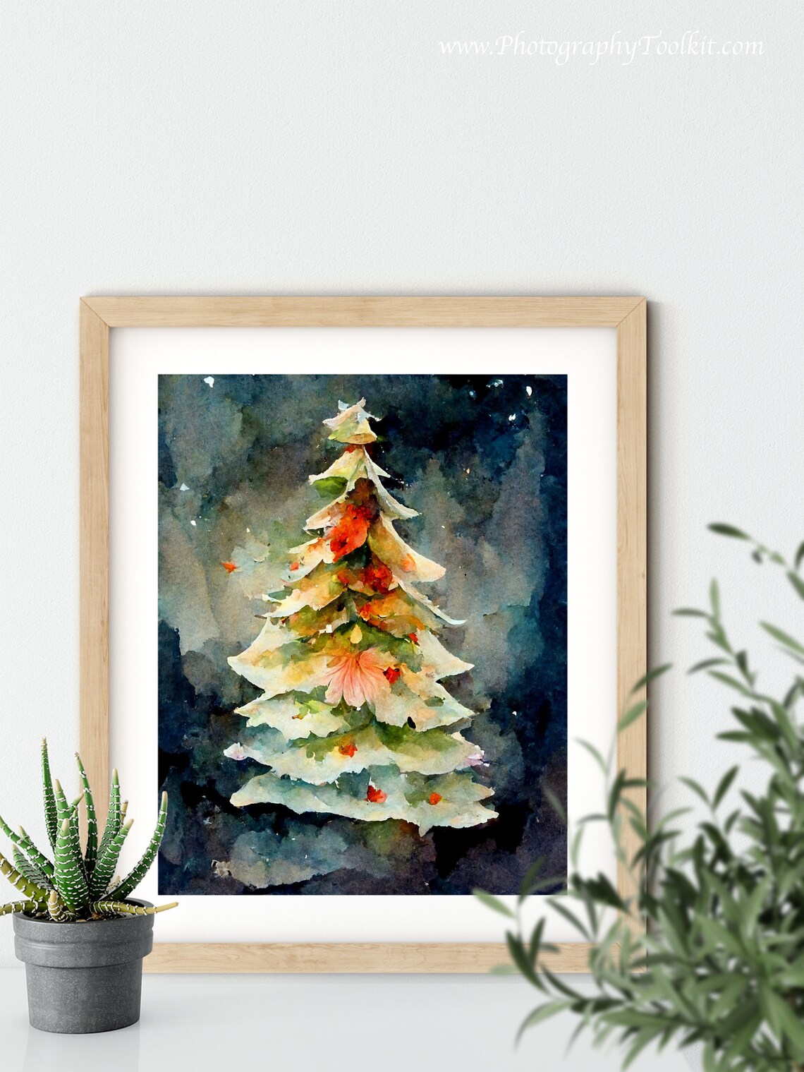 Christmas Tree Watercolor Winter Landscape Art Print - Image 5