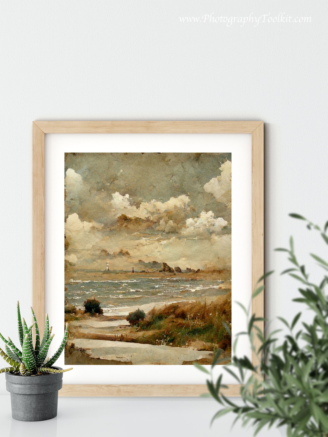 Vintage Coastline with Lighthouse and Rolling Waves Art Poster - Image 5
