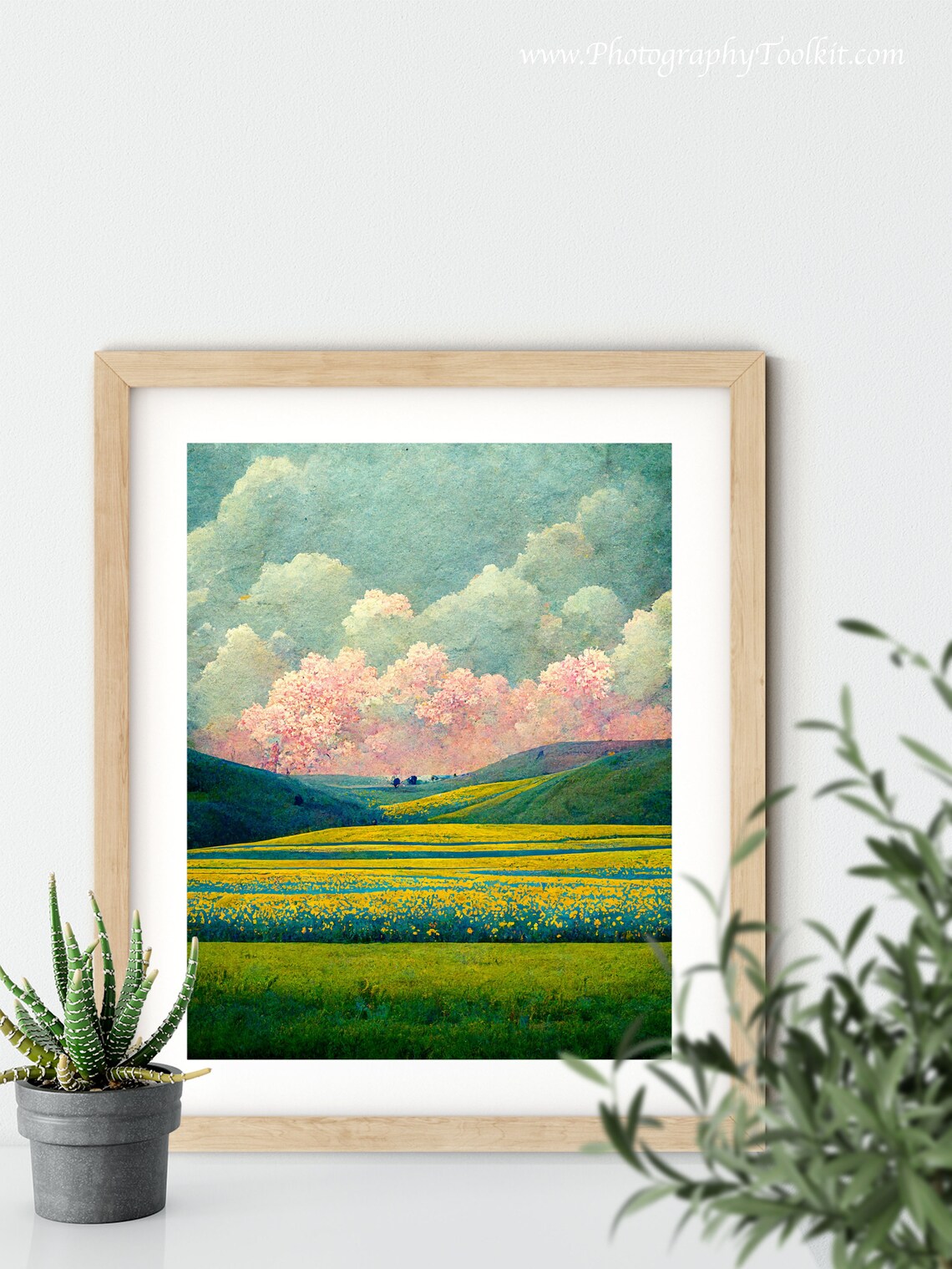 Spring Meadow Painting Vintage Landscape Print - Image 5