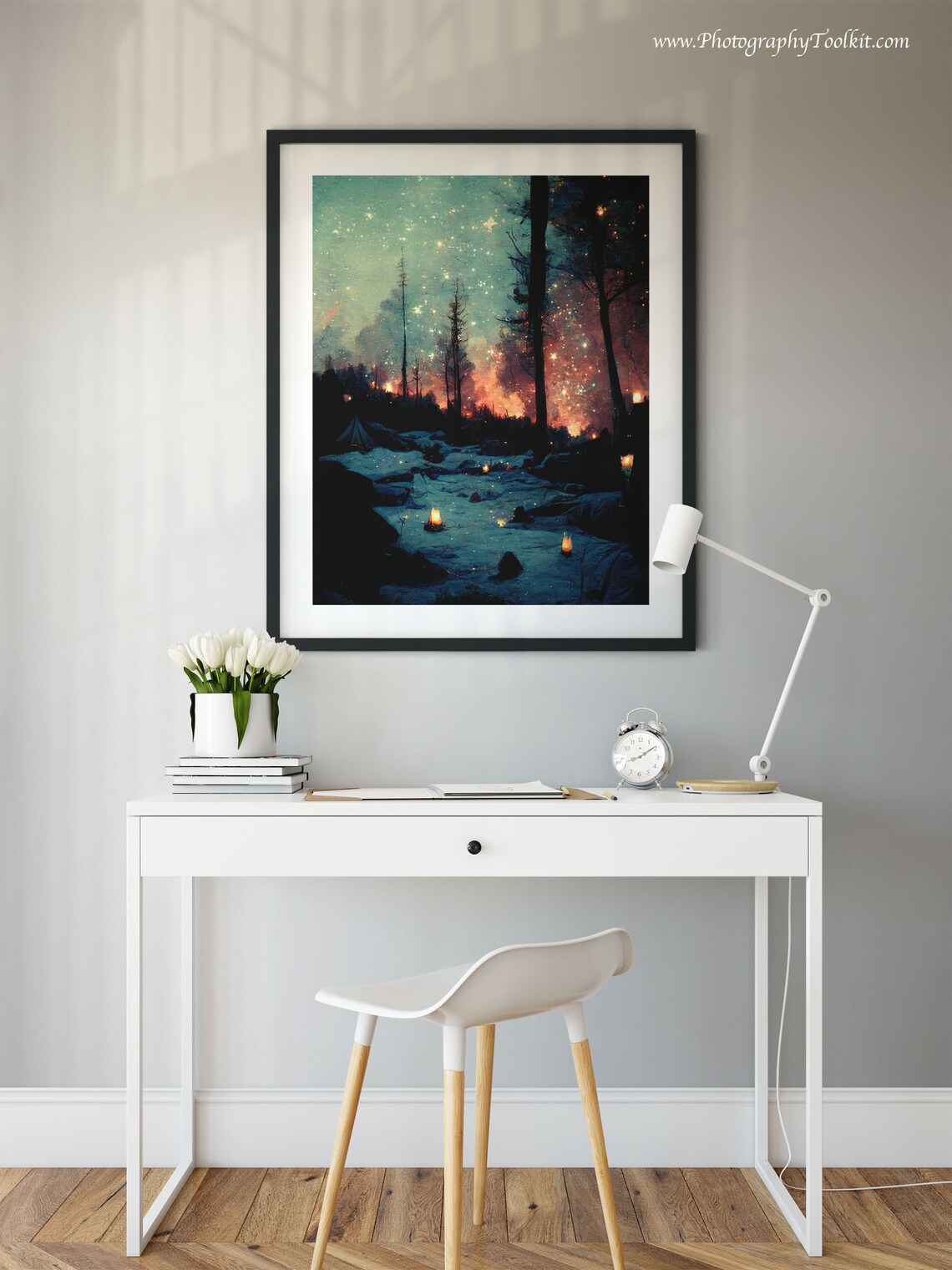 Camping At Night Painting, Campfire Art Print - Image 2