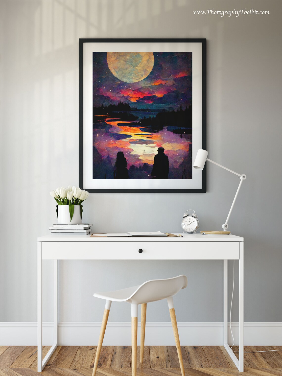 Night Sky Print, Full Moon Moon Phase Art - Image 2