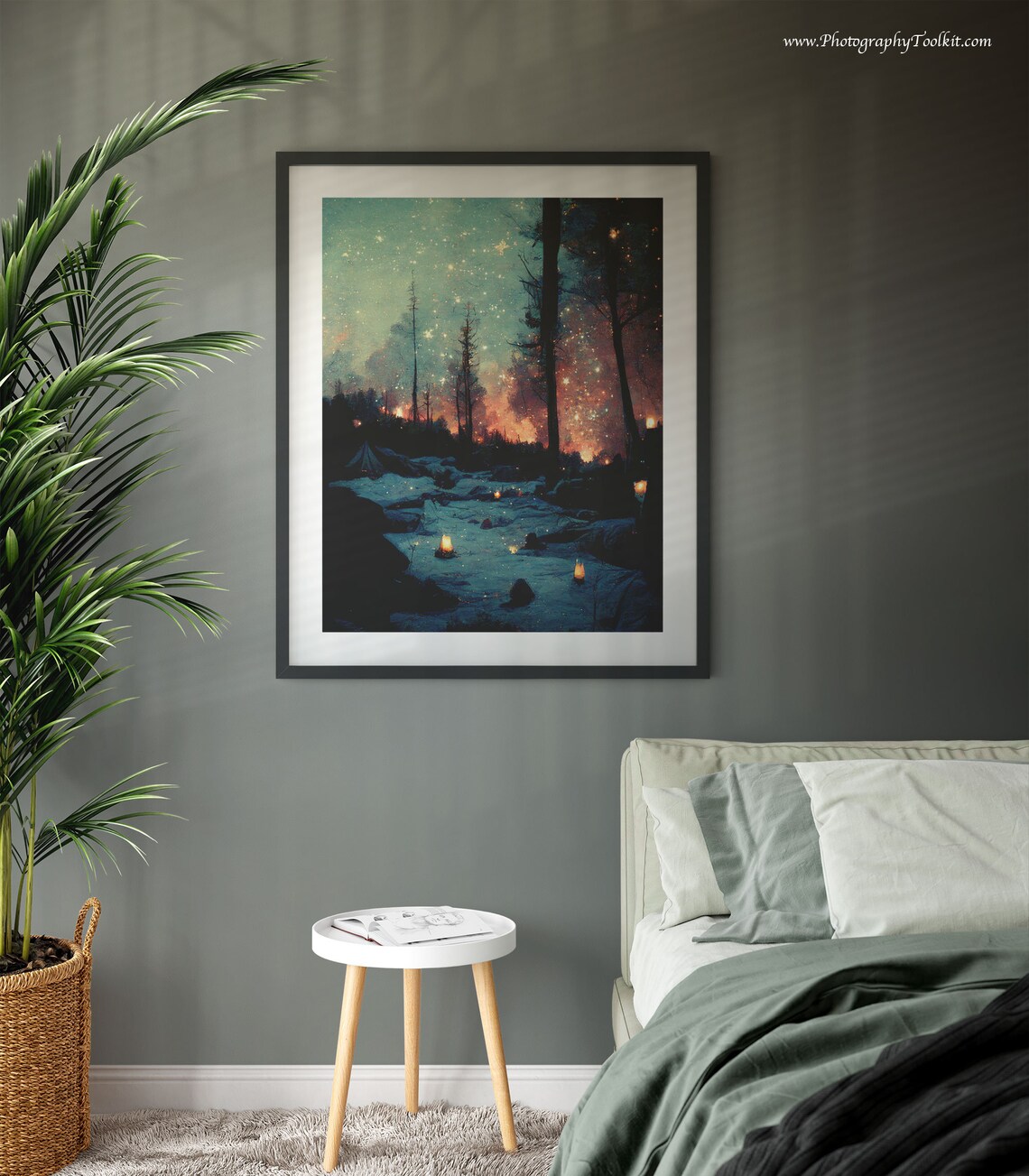 Camping At Night Painting, Campfire Art Print - Image 3