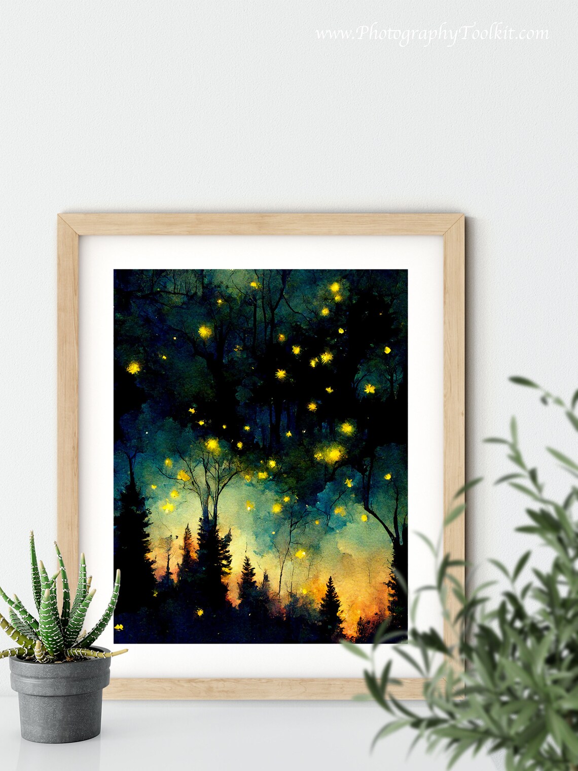 Firefly Night Sky Forest Art Print, Woodland Magic - Image 5