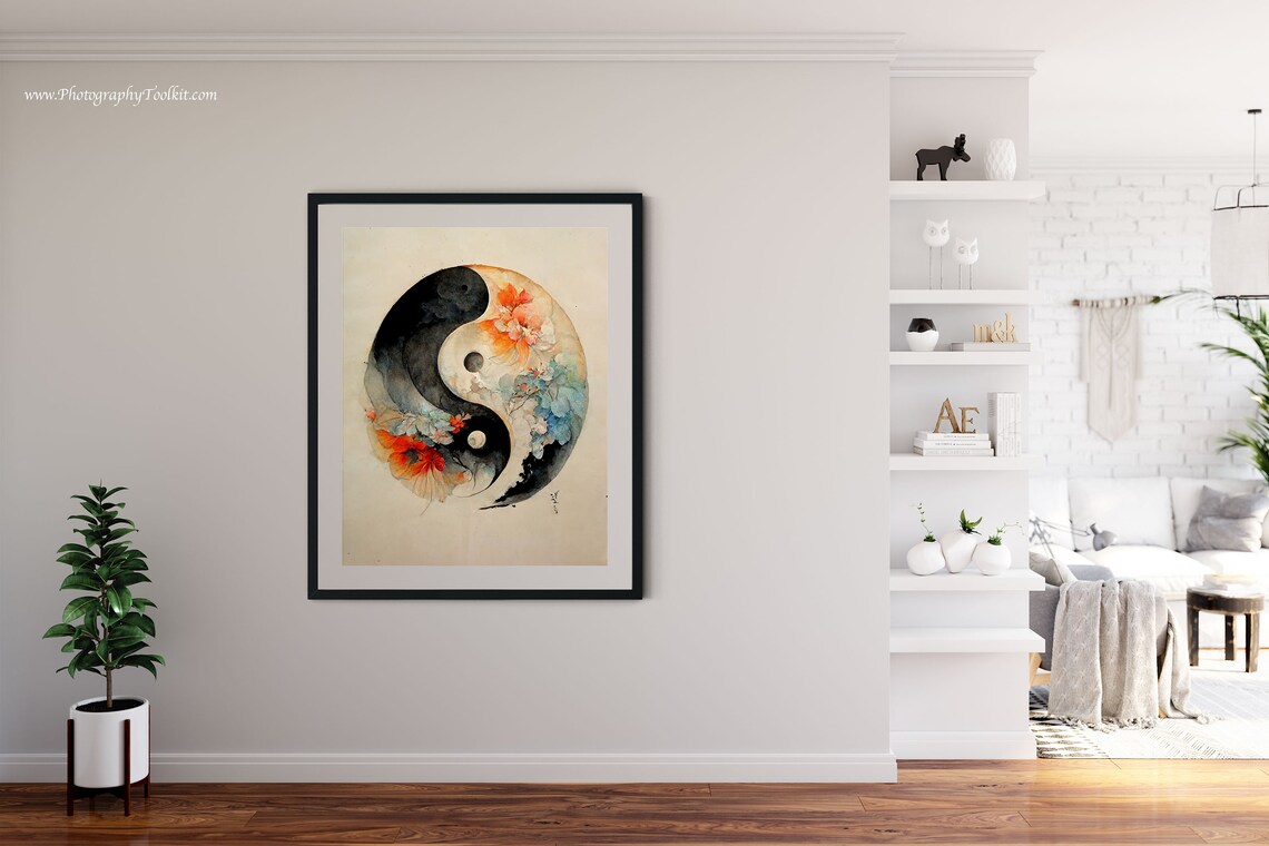 Yin Yang Abstract Boho Zen Wall Art, Taoism Print - Image 4