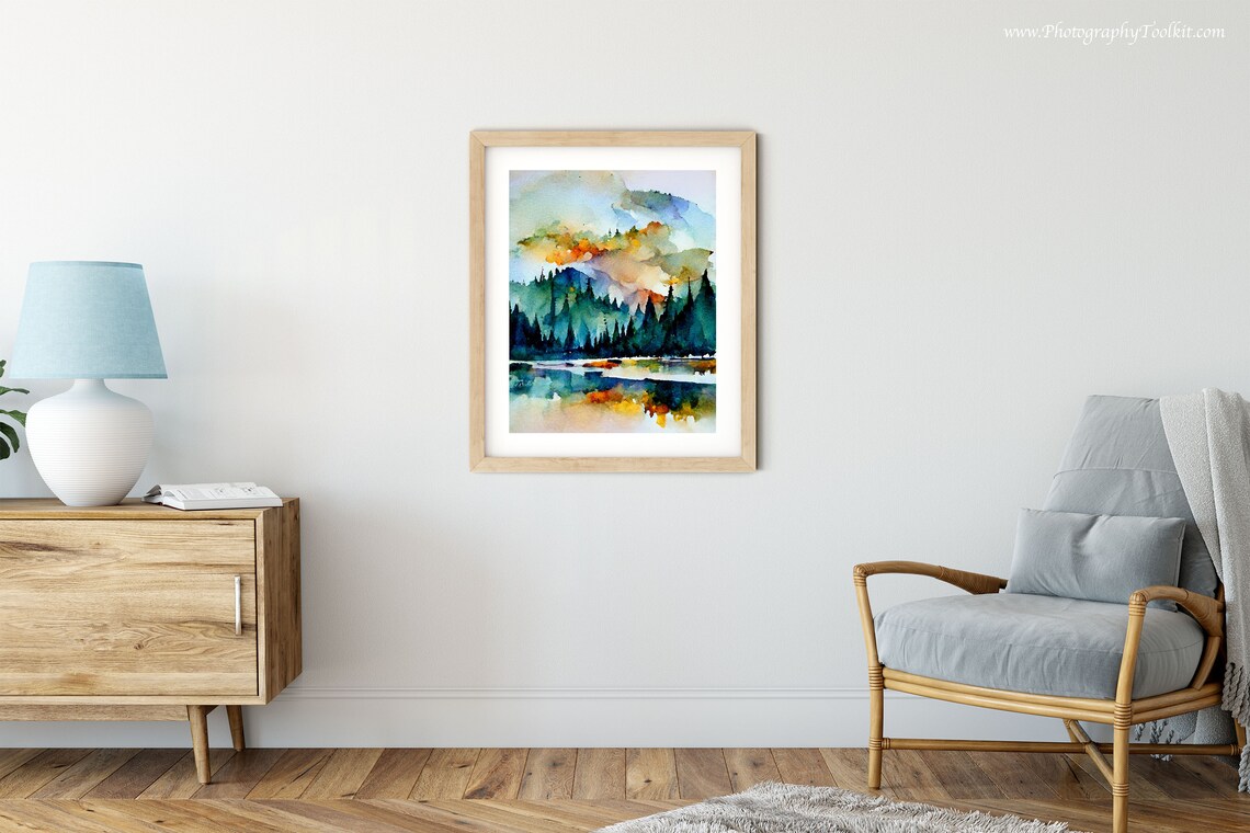 Winter Forest Landscape Watercolor Art Print - Image 5