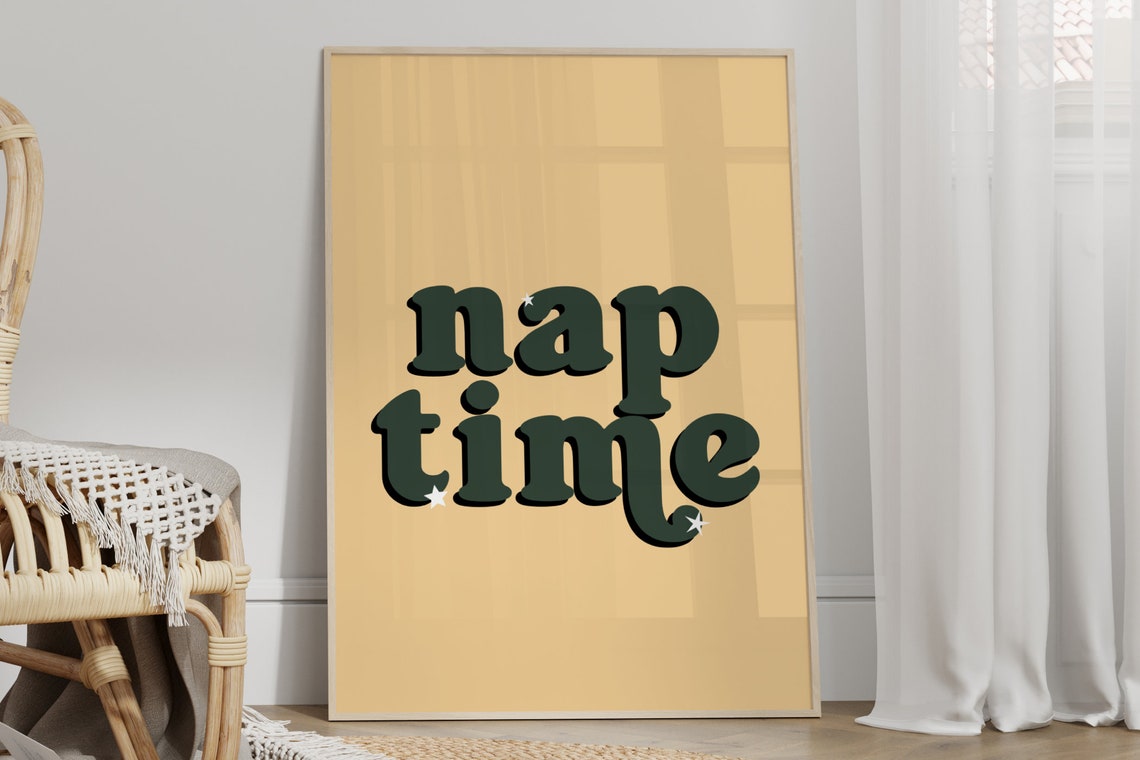Nap Time Retro Bubble Letter Fun Quote Bedroom Typography Poster