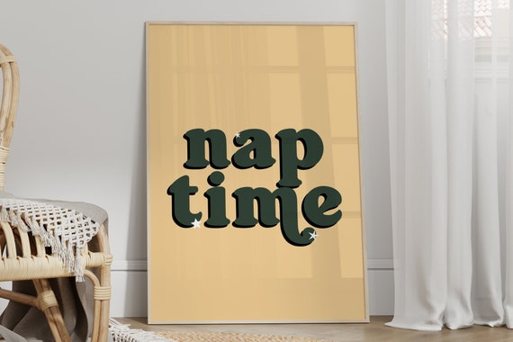 Nap Time Boho Wall Art Unframed Gift For Sleepy Friend Funny Retro Quote Neutral Green Text Prints
