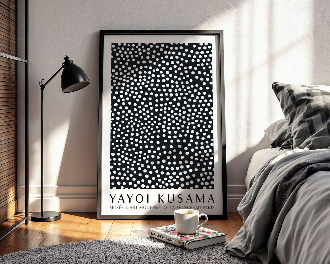 Yayoi Kusama Dots Wall Art Black And White Polka Dot Artwork Inspired By Kusama Exhibition Print For Office Or Living Room - Image 2