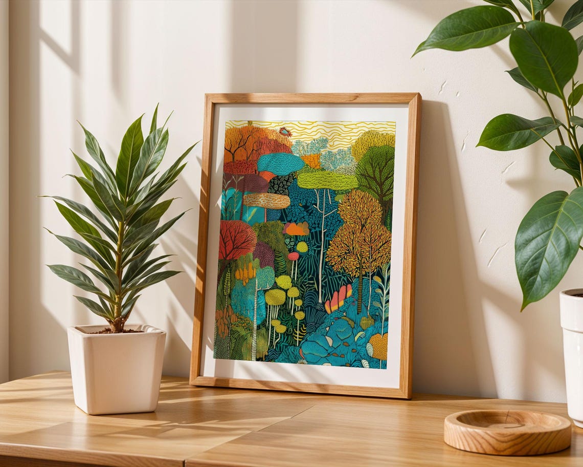 Colorful Abstract Forest Canopy Textured Modern Nature Poster - Image 6