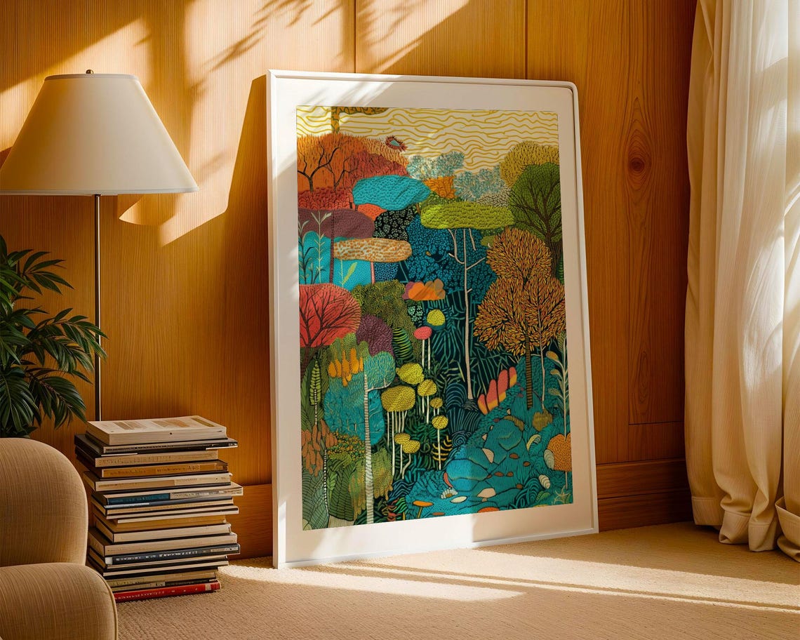 Colorful Abstract Forest Canopy Textured Modern Nature Poster - Image 3