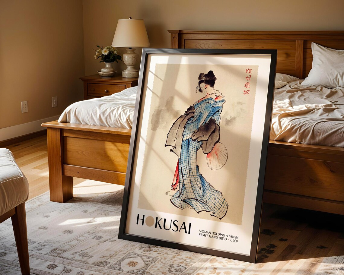 Katsushika Hokusai Woman Holding A Fan, Vintage Japan Art Print - Image 4