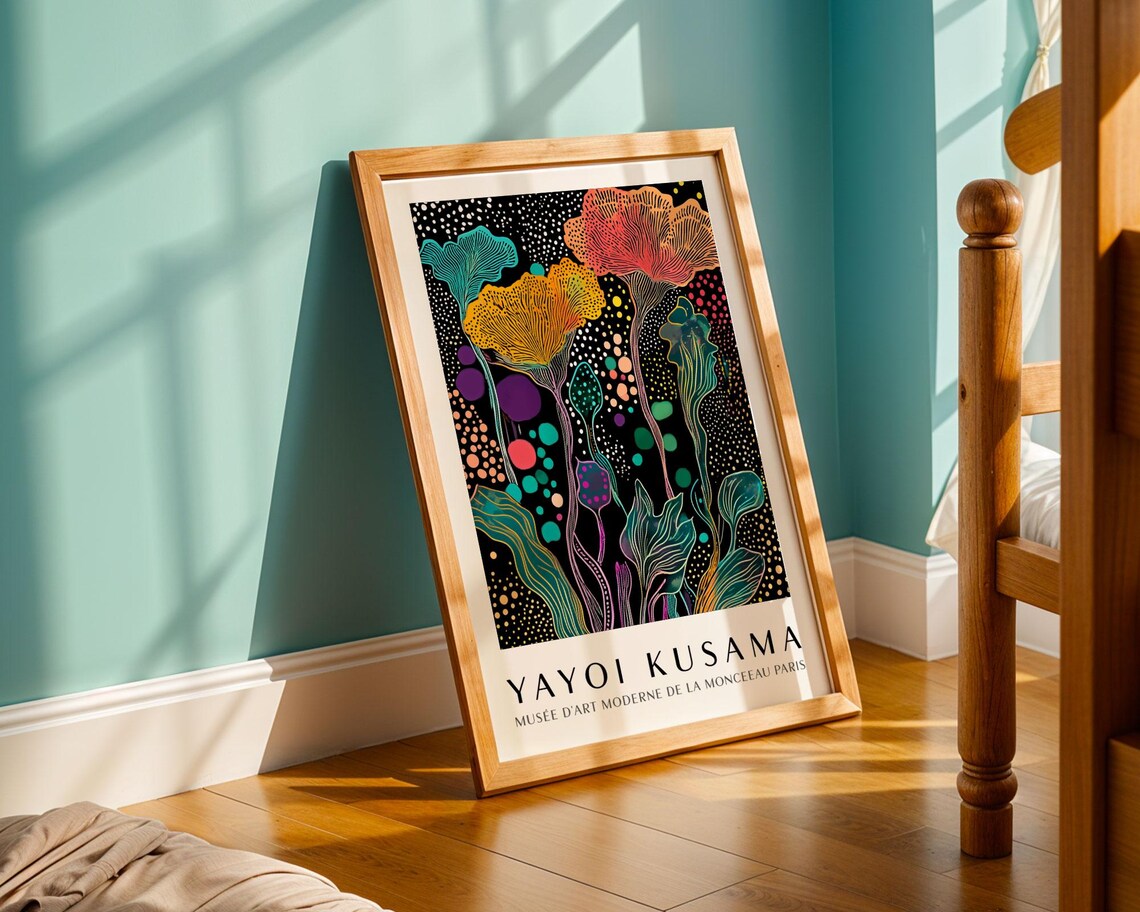 Yayoi Kusama Colorful Coral Bloom Dotted Night Museum Poster - Image 5