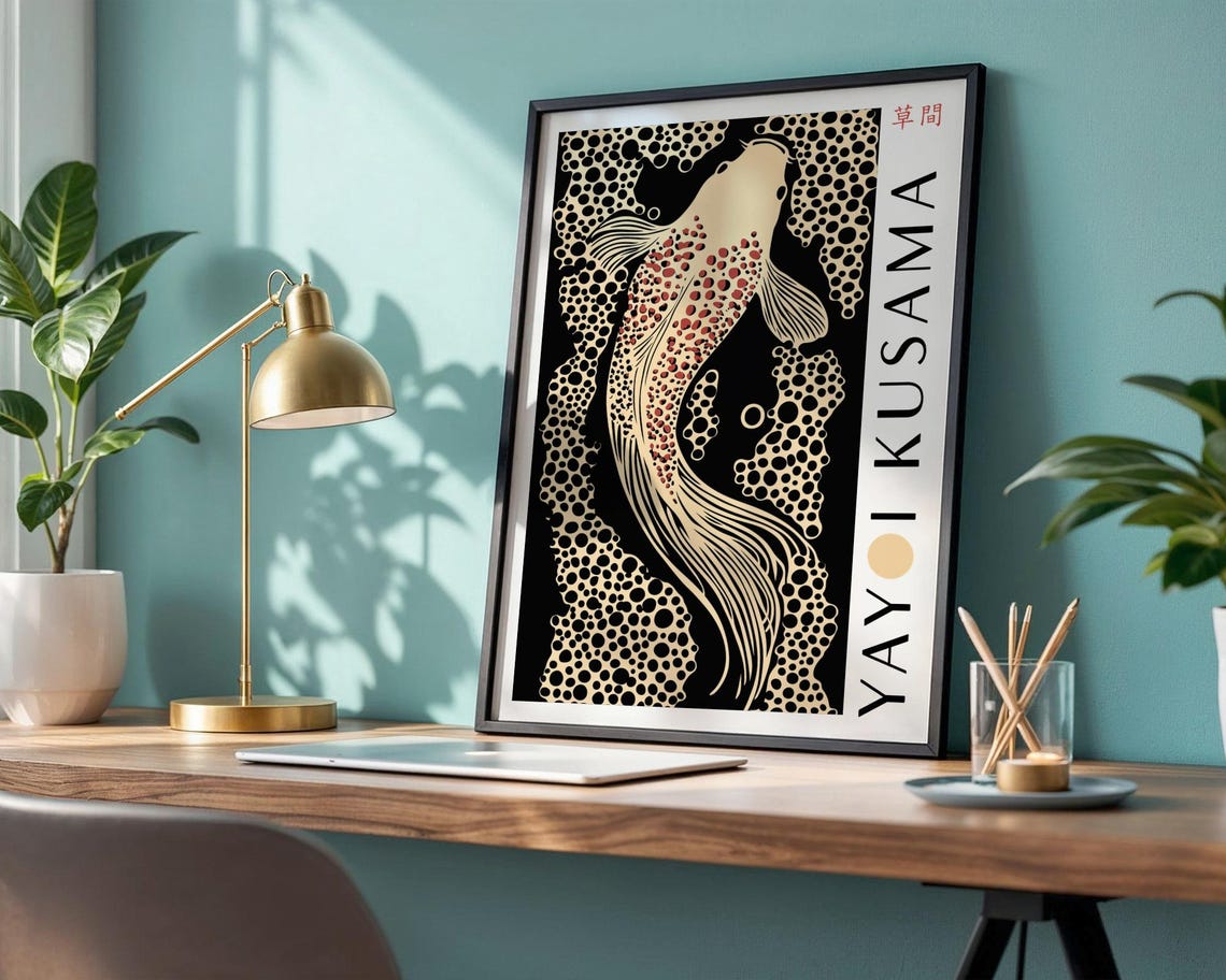 Yayoi Kusama Koi Fish Wall Art Bedroom Koi Fish Poster Koi Fish Poster Koi Fish Print Kusama Inspired Print Japanese Art Print - Image 4