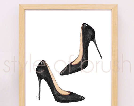 Black Stiletto Illustration Fashion Illustration Shoe Illustration