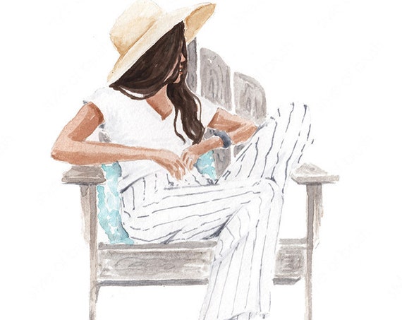 Straw Hat Fashion Illustration Summer Illustration Fashion Wall Art
