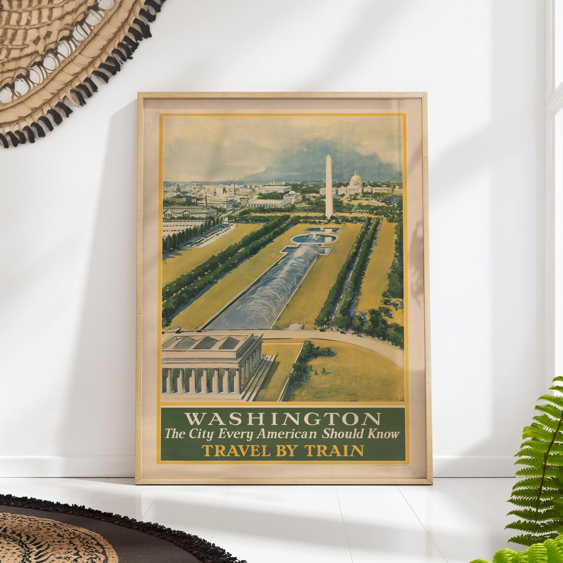 Vintage Washington DC Travel Poster, National Mall