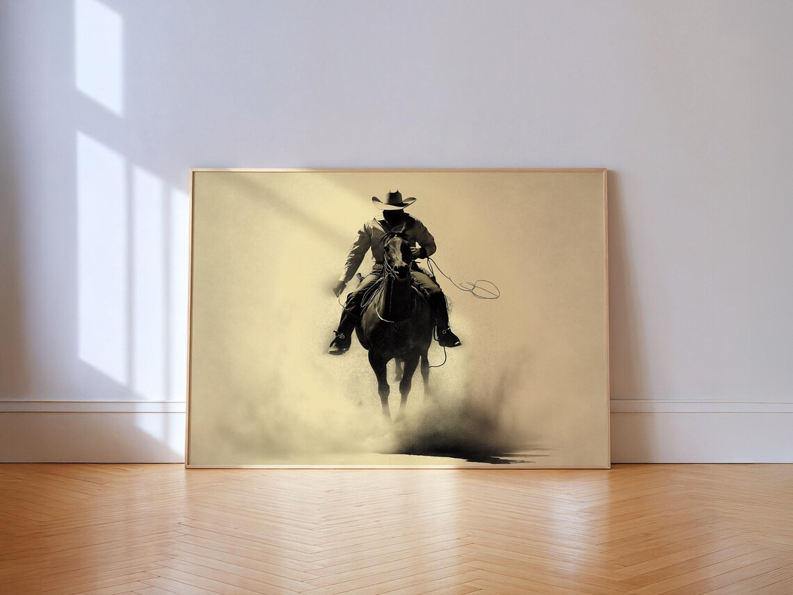 Cowboy Rodeo Poster, Sepia Western Ranch Decor