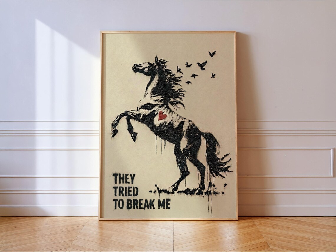 Horse With Birds, Street Stencil Art Print