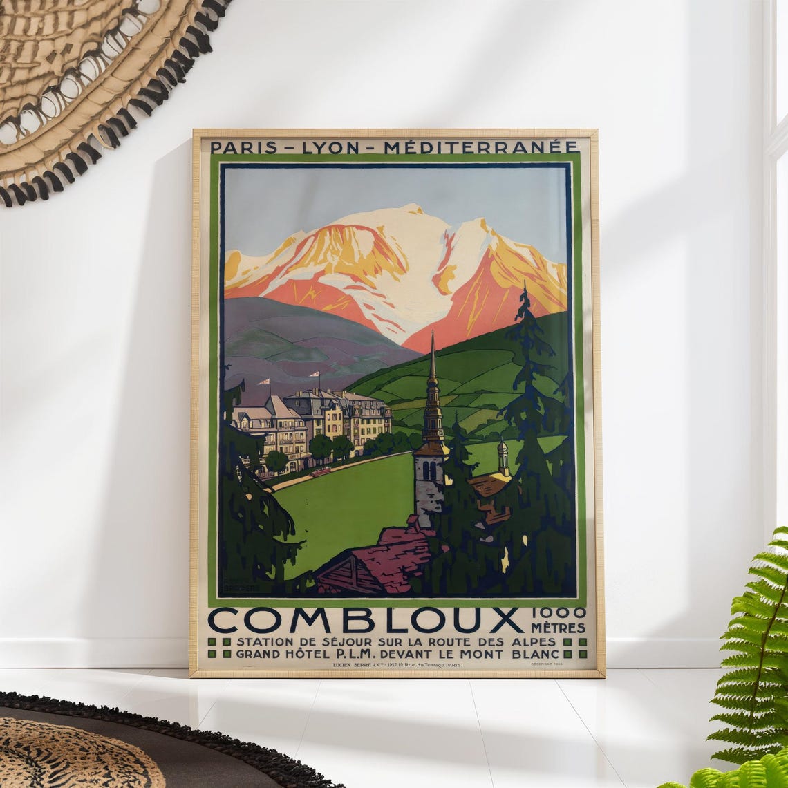 Combloux Vintage French Alps Travel Poster Mont Blanc Railway Artwork